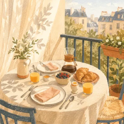 Sunlit Weekend Brunch Table for Two
