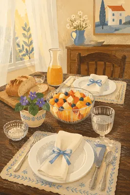 Sunlit Weekend Brunch Table for Two