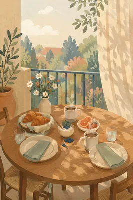 Sunlit Weekend Brunch Table for Two