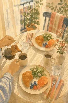 Sunlit Weekend Brunch Table for Two