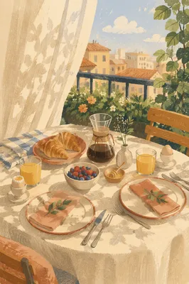 Sunlit Weekend Brunch Table for Two