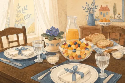 Sunlit Weekend Brunch Table for Two