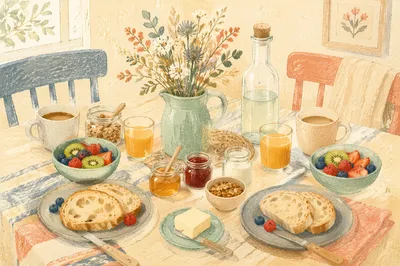 Sunlit Weekend Brunch Table for Two