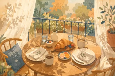 Sunlit Weekend Brunch Table for Two