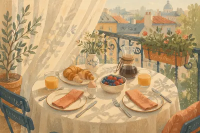 Sunlit Weekend Brunch for Two Balcony