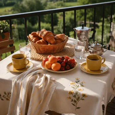 Sunlit Weekend Brunch Table for Two