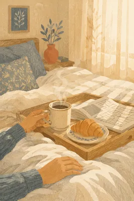 Cozy Weekend Morning Coffee in Bed