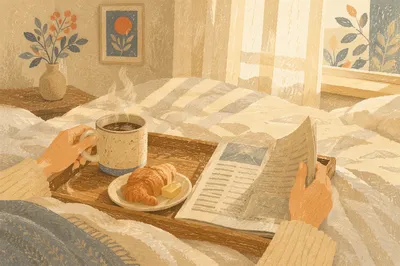 Cozy Weekend Morning Coffee in Bed