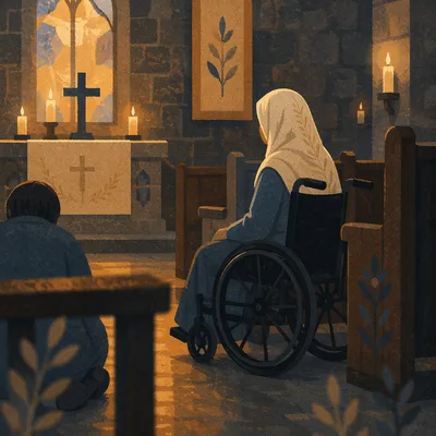 Wheelchair User in Quiet Stone Church