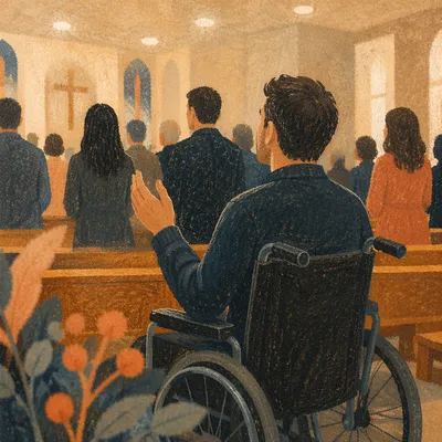 Wheelchair User in Church Worship Service