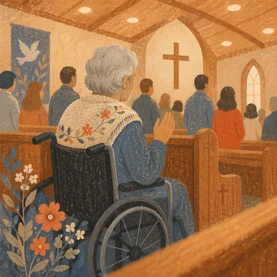 Wheelchair User in Church Worship Service