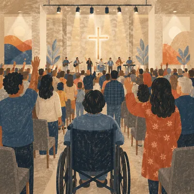 Wheelchair User in Church Service