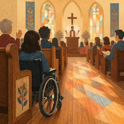 Wheelchair User in Quiet Church Service