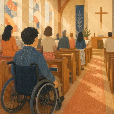 Wheelchair User in Quiet Church Service