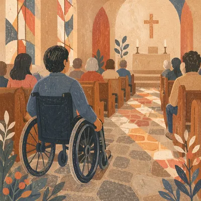 Wheelchair User in Quiet Church Service