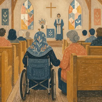 Wheelchair User in Church Service