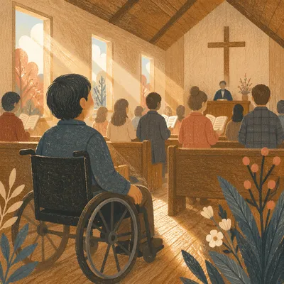 Wheelchair User in Quiet Chapel Service