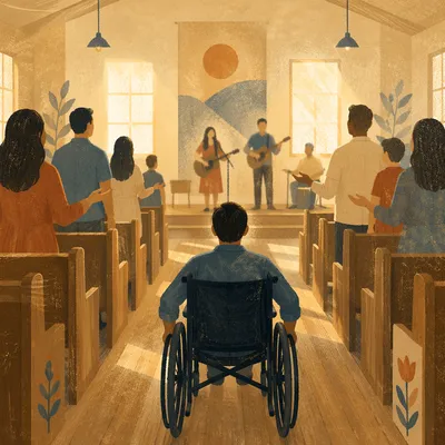 Wheelchair User in Chapel Worship Service
