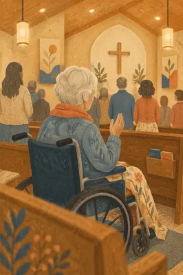 Wheelchair User in Church Worship Service