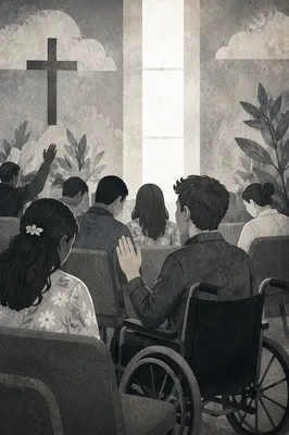 Wheelchair User in Church Service