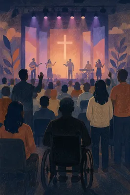 Wheelchair User in Church Service