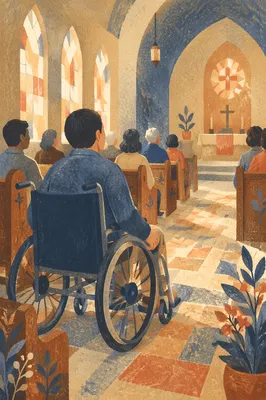 Wheelchair User in Quiet Church Service