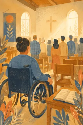Wheelchair User in Small Chapel Service