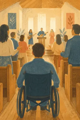 Wheelchair User in Chapel Worship Service