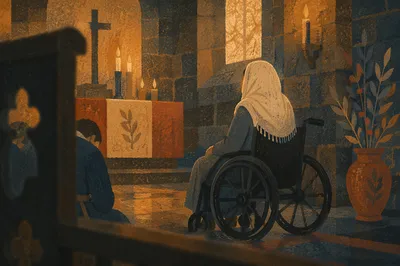 Wheelchair User in Stone Church Service