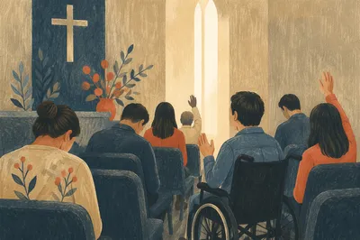 Wheelchair User in Church Worship Service