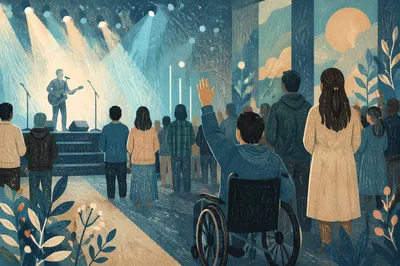 Wheelchair User in Contemporary Church Service