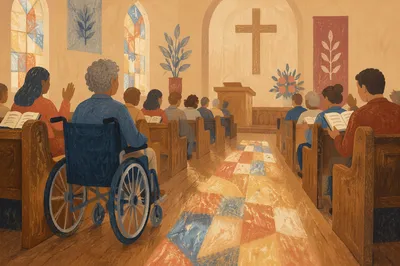 Wheelchair User in Quiet Church Service