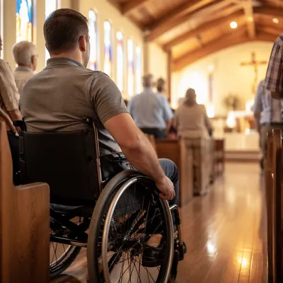 Wheelchair User in Quiet Church Service