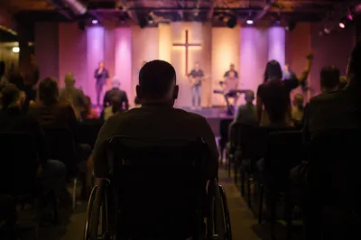 Wheelchair User in Contemporary Church Service