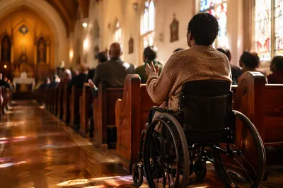 Wheelchair User in Quiet Church Service
