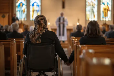 Wheelchair User in Church Worship Service