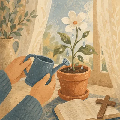 Reviving Garden Flower with Morning Devotion