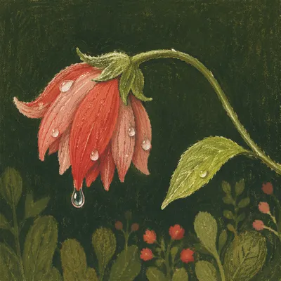 Reviving Wilted Flower With Morning Water Drops