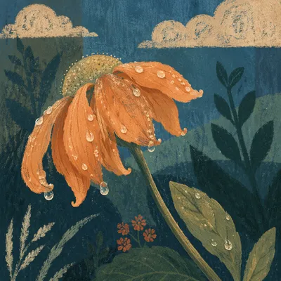 Reviving Wilted Orange Flower With Dew