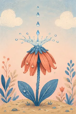 Wilted Flower Reviving in Gentle Water Drops