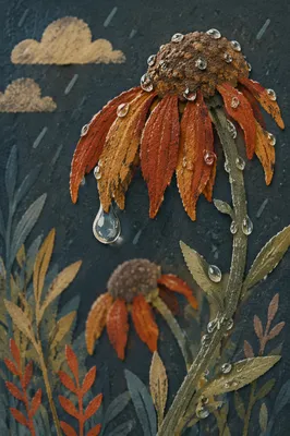 Wilted Flower Reviving With Water Drops