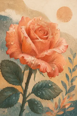 Reviving Coral Rose With Morning Dew