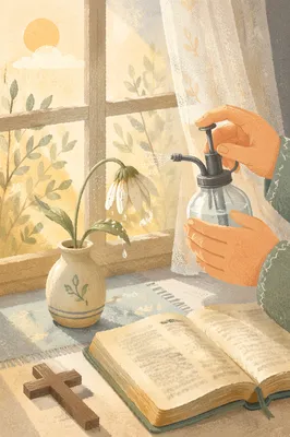 Wilted Wildflower Reviving in Morning Devotion