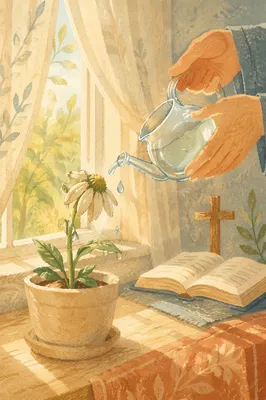 Reviving White Flower in Morning Devotion
