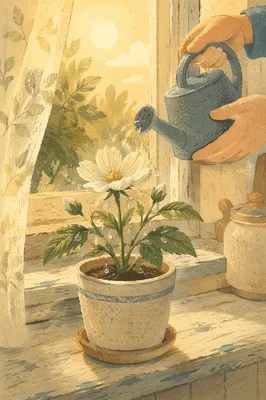 Reviving Wilted Flower in Morning Light
