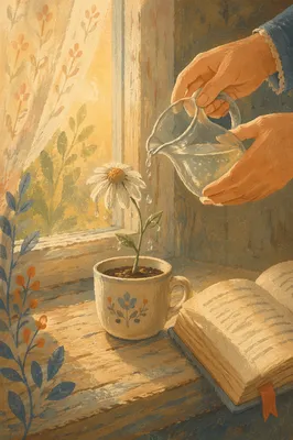 Wilted Wildflower Revived by Morning Water