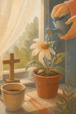 Wilted Flower Renewed by Morning Water