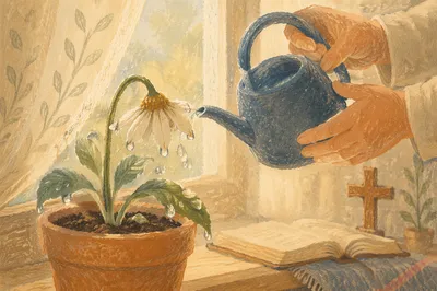 Wilted Flower Revived by Morning Prayer