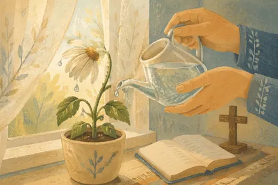 Reviving White Flower in Morning Devotion