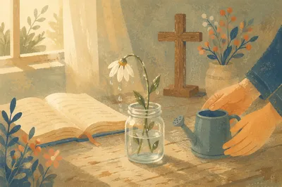 Reviving Wildflower with Morning Prayer Light